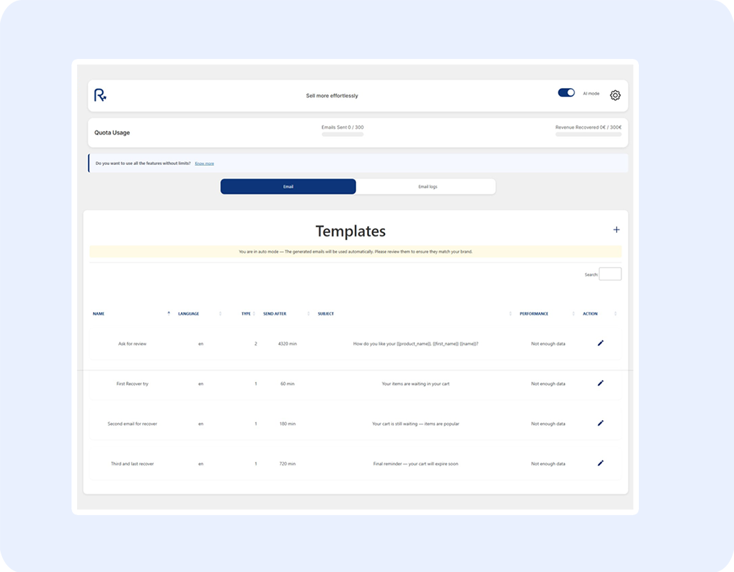 Récupération de panier intelligente